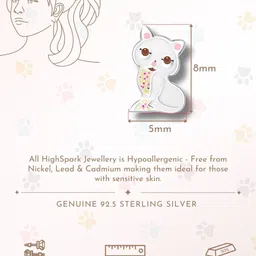 HighSpark 925 Silver Cute Kitten Enamel Studs image 2