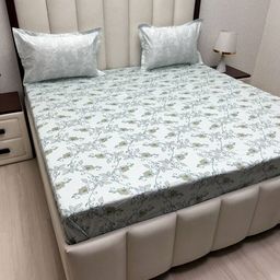 Pure Decor lifestyle Green And White Printed Cotton 330 TC King Bedsheet Set 2.74m X 2.74m-image-58