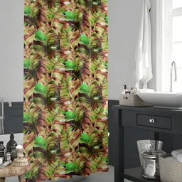 ArtzFolio Green & Brown Tropical Printed Waterproof Shower Curtain-image-28