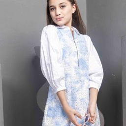 HOITY MOPPET Floral Print Denim A-Line  Dress-image-81
