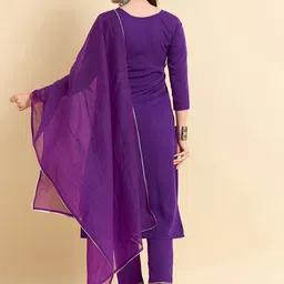 Anouk Rustic Floral Embroidered Thread Work Straight Kurta With Trouser And Dupatta image 2