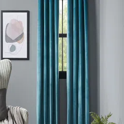 Deco Window Turquoise Blue Set of 2 Room Darkening Long Door Curtain-14