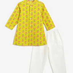 Campana Boys Floral Printed Mandarin Collar Pure Cotton Kurta With Pyjama-picture-38