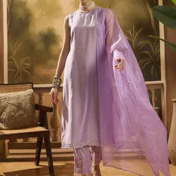 Sangria Sleeveless Kurta With Trousers & Dupatta Set-picture-21