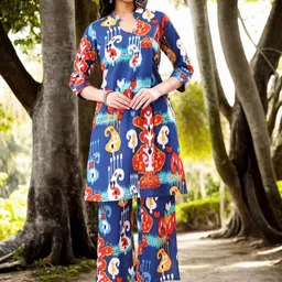 Anouk Printed Mandarin Collar Pure Cotton Tunic With Palazzo-picture-18