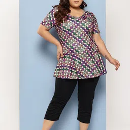 Aarika Checked Printed Plus Size Swim Suit With Swim Goggle-15