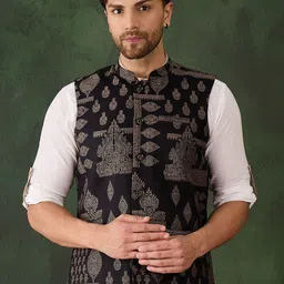 Sangria Men Woven Design Nehru Jackets-picture-9