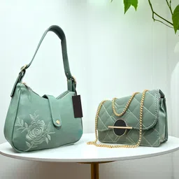CLARIS JAMES Set Of 2 Self Design Structured Sling Bags-11