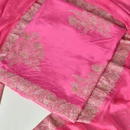 THE WEAVERS SHOP BY RAAVI Embroidered Silk Crepe Unstitched Dress Material-image-64