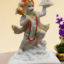 SANKALAN CREATIONS White Lord Hanuman Religious Idol Showpiece-image-91