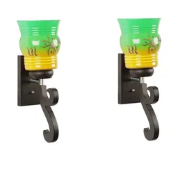 Somil Premium Designer Glass Wall / Night Lamp Elegant & Stylish Dcor Accent for Modern Interiors, color- Green, Yellow, Size:- 19 X 24 X 29.5 CM-image-38