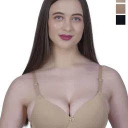 SHYAM SONS FLAIR Women Pack Of 3 Full Coverage Lightly Padded T-shirt Bra-picture-37