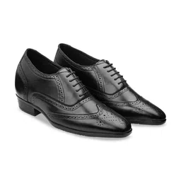 Bxxy Men Hidden Elevator Height Increasing Faux Leather Formal Full Brogue Lace-up Shoes-image-95