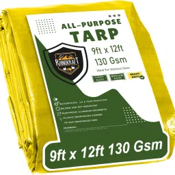 12ft x 9ft, 130 GSM | Water Proof Tarpaulin Sheet | for Tent cover Tent - For Camping, Construction Sites, Transportation Covers, Temporary Shelters-48
