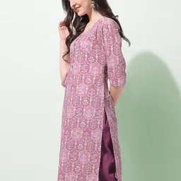 kalini Jevi Prints Ethnic Motifs Printed Round Neck Block Printed Cotton Straight Kurta image 3