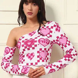 BAESD Print One Shoulder Top-picture-38
