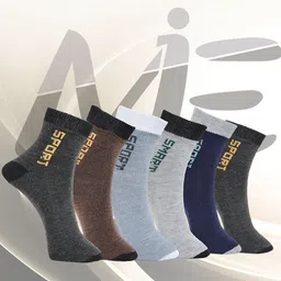 MJE 6-Pcs Patterned Anti-Bacterial Cotton Ankle Length Socks-picture-22