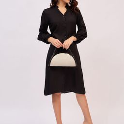 Ruhaans Women Mandarin Collar A-Line Dress-image-50