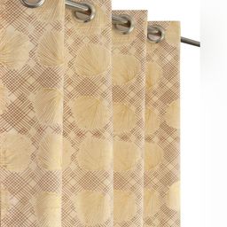 Aura Cream-Coloured & Gold-Toned 3 Pieces Ethnic Motifs Velvet Long Door Curtains-picture-26
