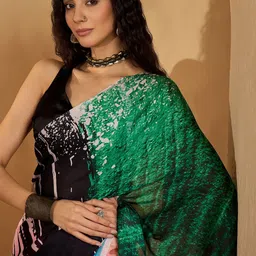 Sangria Abstract Printed Saree With Unstitched Blouse-picture-18