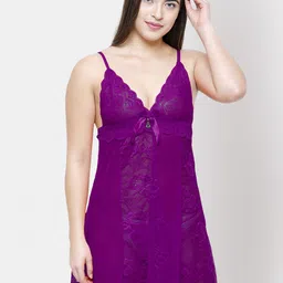 NOIRA Women Self Design Net Baby Doll-image-42
