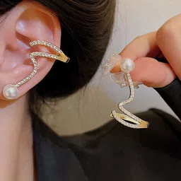 Celestria Contemporary Artificial Stones Studded Korean Ear Cuffs-image-38