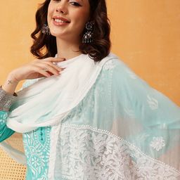 ADA Ethnic Motifs Embroidered Dupatta with Chikankari-image-57
