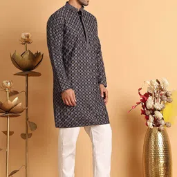 Anouk Men Embroidered Regular Chikankari Kurta with Pyjamas-image-73
