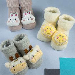 Yellow Bee Infant Girls Pack Of 3 Patterned Cotton Ankle-Length Socks-picture-27