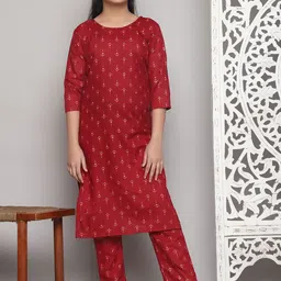 JULEE Girls Ethnic Motifs Printed Regular Kurta with Trousers-picture-9