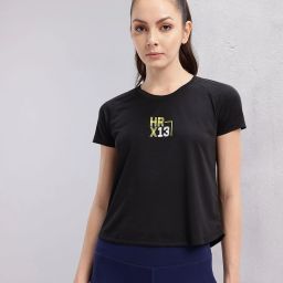 Women Printed Round Neck Polyester Black T-Shirt-image-34
