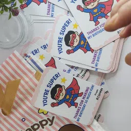 thestickermom Superhero Theme Thank You Cards – Party Favour Set Of 25 cards Greeting Card image 2