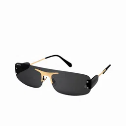BAVINCIS Women Rectangle Sunglasses with UV Protected Lens Bayons-063-Gold-And-Black-18