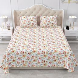 Myntra Elegant Homes Blue 260 TC Superfine Ethnic Motifs Cotton Super King Bedsheets-picture-32