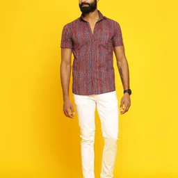 SAY Men Classic Vertical Striped Cotton Casual Shirt-image-15
