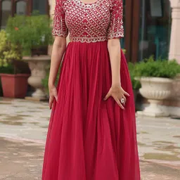 KALINI Women Embroidered A-Line Maxi Dress-image-28