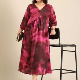 The Pink Moon Women Marble Printed Maxi Dress-image-30