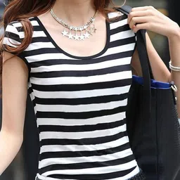 Outzidr Horizontal Stripes Round Neck Top-image-25