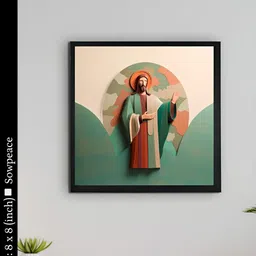 SOWPEACE Cream-Coloured & Green 1 Piece Canvas Other Wall Paintings-9
