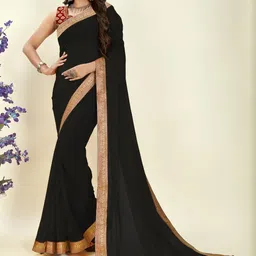 Moda Rapido Black Poly Chiffon Sarees-image-36