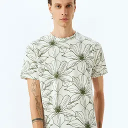 Koton Men Floral Printed Round Neck T-shirt-image-65