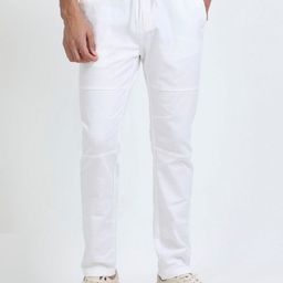 THE BEETEL HOUSE Men Relaxed Linen Traveller Trousers-image-47