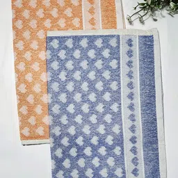 ANA Orange-Colored & Blue 2 Pieces Printed Pure Cotton Hand Towels-image-35