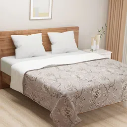 SWAYAM Brown & White Floral AC Room 110 GSM Double Bed Dohar-image-44