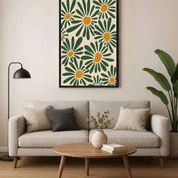 999Store Green & Yellow Retro Daisy Canvas Wall Art-image-83