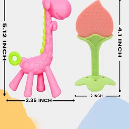 Kritiu Set Of 2 Textured Silicone Giraffe Shape & Stand Teether image 2