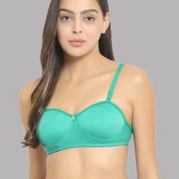 Women Cotton Green Padded Non-Wired Lingerie Bra Sport wear Gym Crop Tank Top-14