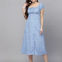 BAESD Women Floral Print Crepe A-Line Midi Dress-image-40