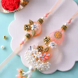 Myntra Elegant Homes Bhaiya Bhabhi Rakhis With Greeting Card & Roli Chawal-image-88