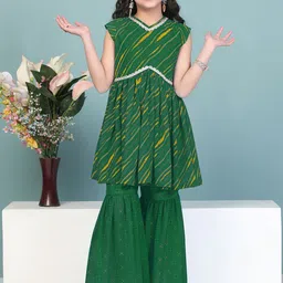 BAESD Girls Leheriya Printed Regular Gotta Patti Kurta with Sharara-picture-16